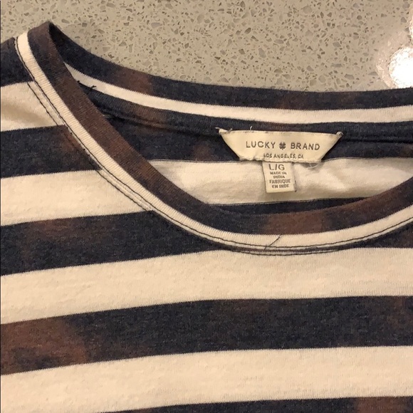 Lucky Brand Navy Striped Distressed Tshirt - Picture 4 of 4